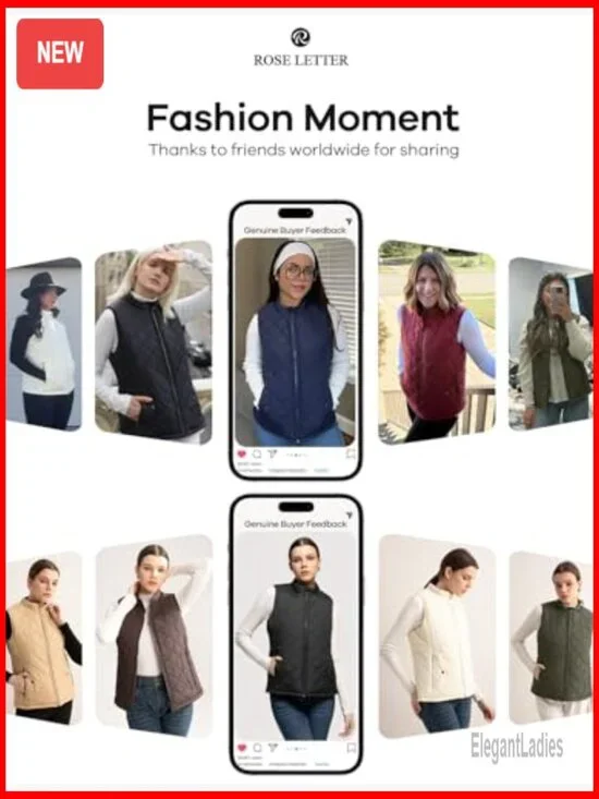 Quilted Puffer Vest Water-Resistant Lightweight with Pockets Regular Fit - Picture 7 of 7